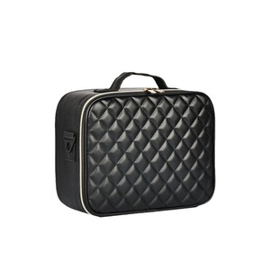 Sac à cosmétiques OBOX, grande capacité, imperméable, motif diamant, couleur unie, trousse de maquillage portable avec poignée souple, rangement à domicile - Product Image 2