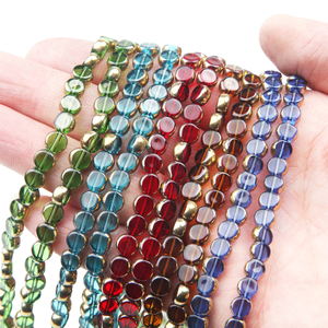 Perles en verre cristal transparentes multicolores de 6,3 mm à bord doré pour la fabrication de colliers, accessoires pour cheveux et bracelets DIY - Product Image 4