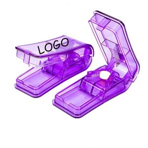 Coupe-pilules rectangulaire en plastique personnalisé pour pilules et comprimés de petite/grande taille, étui à pilules portable pour les voyages - Product Image 3