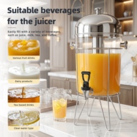Distributeur de jus FANITF Golden Key Luxury 8L, en métal poli miroir bicolore, sur pied, avec tube à glace pour boissons froides