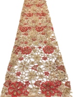Tissu en dentelle florale brodée de perles et de paillettes, 100% polyester, style élégant et luxueux pour robes et vêtements