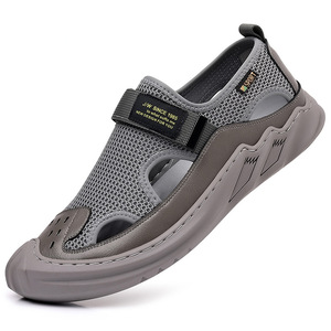 J.W. Sandalias huecas para hombre, color gris, cierre de velcro, transpirables, informales, de verano, para la playa, talla para adultos 40-46 - Product Image 5