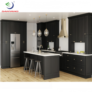 Armoire de <span class=keywords><strong>cuisine</strong></span> noire de style américain durable Shaker Design Ensemble d'armoires modulaires en <span class=keywords><strong>bois</strong></span> RTA <span class=keywords><strong>Cuisine</strong></span> - Product Image 1