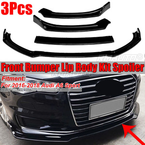 3PCS Carbon Fiber Look / Gloss Black A6 <b>Car</b> Front Bumper Lip <b>Diffuser</b> Spoiler Splitter Cover Trim for Audi A6 Sport 2016-2018 - Product Image 1