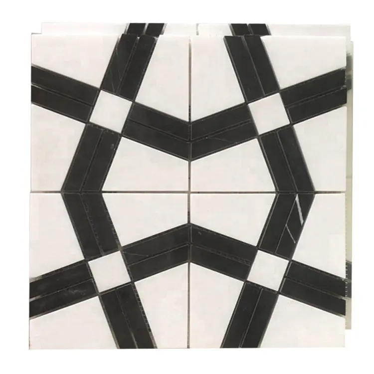 New Design Art Pattern Black and White Marble Mosaic Floor Wall Tiles