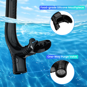 Set de Snorkel Frontal Dry Top - <span class=keywords><strong>Tubo</strong></span> de Respiración Profesional de PVC <span class=keywords><strong>con</strong></span> Características Duraderas e Impermeables, Kit de Entrenamiento de Natación Unisex - Product Image 5