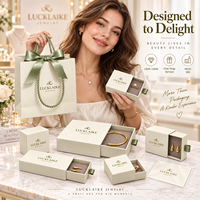Ensemble d'emballage de luxe en carton rigide pour bijoux, avec boîte à anneaux à tiroir dorée, sac cadeau, longue boîte et pochette d'expédition pour la vente en boutique