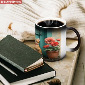Smooth Round Edge Safe Mug 11oz Frosted Black <b>Ceramic</b> Heat Changing Magic <b>Cup</b> - Product Image 3