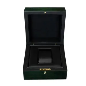 Single wooden rectangular button lock watch box piano paint exquisite green Lacquer luxury box