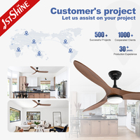 Ventilateur de plafond 1stshine en bois massif, dimmable, haute efficacité, robuste, contrôle intelligent, écologique, 6 vitesses, avec lumière