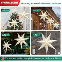 Lanterne en papier 3D de 23 pouces avec lumières LED - Design suspendu à 7 points pour Noël, anniversaire, décoration classique blanche intérieure et extérieure