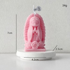 Vela de Oración con Forma de Flor de Cera de Soja Hecha a Mano de Nuestra Señora de Guadalupe, Aroma Fresco, Devocional Católico para el Hogar, Altar y Uso Religioso - Product Image 3