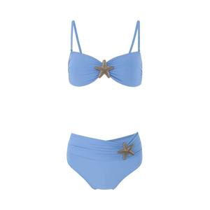 Costume da bagno intero HDJ a fascia, a vita alta, contenitivo, taglie forti, da donna, tinta unita con applicazioni, per la spiaggia - Product Image 2
