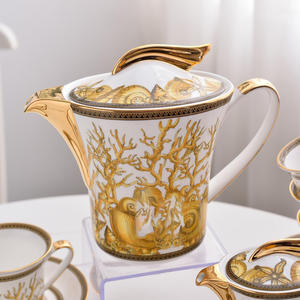 Nouvel ensemble de café en porcelaine osseuse de luxe blanc océanique européen de 15 pièces - Product Image 4