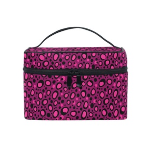 Two- Way Zipper Closure Pink Dot Custom Print Flip- Top <b>Makeup</b> Organizer Bag <b>Makeup</b> <b>Case</b> Cosmetic Toiletry Bag for Girls - Product Image 1