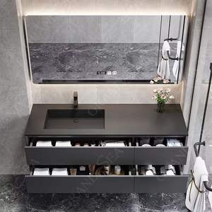 Custom Luxury Quartz Counter Top Set <strong>Ready</strong> <strong>Made</strong> Mirror Small Wood Wall Mounted Modern Sink <strong>Bathroom</strong> Cabinet Vanity - Product Image 4