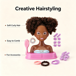 <span class=keywords><strong>Tête</strong></span> de poupée <span class=keywords><strong>à</strong></span> <span class=keywords><strong>coiffer</strong></span> cheveux <span class=keywords><strong>afro</strong></span> bouclés pour peaux foncées, 20 pièces, <span class=keywords><strong>jouet</strong></span> de salon de coiffure, poupée mode pour filles adorables - Product Image 6