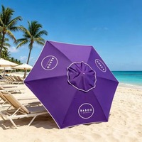 Sombrilla de 6 Varillas con Estructura de Madera Mediana y Toldo Impermeable Ecológico para Uso en Hoteles al Aire Libre