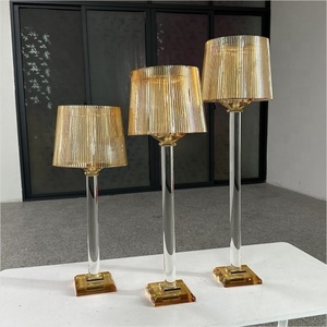 Portacandele in Acrilico Trasparente da 23 Pollici per Candele Tealight e Candele a <span class=keywords><strong>Colonna</strong></span>, Lampada in Cristallo con Paralume Scanalato - Product Image 5