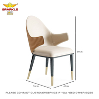 Chaise de salle à manger SPARKLE combinaison table et chaise de restaurant chaise de maison d'hôtel simple en cuir véritable en bois massif avec accoudoirs