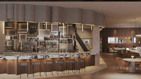 Meubles de restaurant sur mesure de luxe, ensemble de chaises de salle à manger en cuir à dossier incurvé, table et chaises de restaurant commerciales pour projet hôtelier