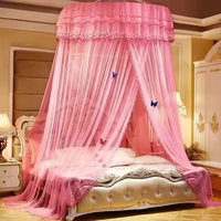 Grand toit nouveau Portable suspendu dentelle dôme rond moustiquaire intérieur universel princesse vent fille lit auvent moustiquaire