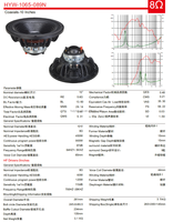 Haut-parleur coaxial néodyme 10 pouces 450W RMS 2 voies pleine gamme pour yacht, étanche, résistant à la saumure et à l'humidité Pro 1065-089N