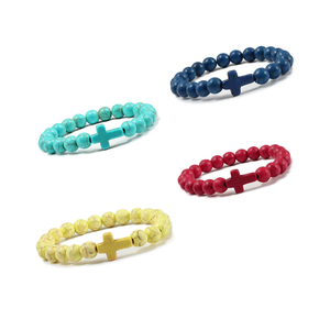 Pulsera <span class=keywords><strong>de</strong></span> cuentas <span class=keywords><strong>de</strong></span> piedra natural ulticolor turquesa, brazalete <span class=keywords><strong>de</strong></span> lava <span class=keywords><strong>rock</strong></span> para aliviar el estrés y yoga - Product Image 1