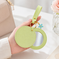 Miroir de poche double personnalisé en PU imprimé UV, accessoire décoratif portable pour breloque de sac et maquillage quotidien en voyage