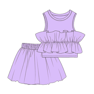 Conjuntos de Ropa para Niñas, Estilo Princesa, con Blusa sin Mangas con Cuello Redondo <span class=keywords><strong>y</strong></span> Volantes, Falda con Cintura Elástica, Diseño Dulce <span class=keywords><strong>y</strong></span> Lindo - Product Image 2