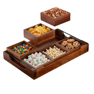 Wooden <b>Snack</b> <b>Tray</b> Set Solid Wood Food Display Storage Box Multifunctional Deli Party Serving <b>Trays</b> - Product Image 1