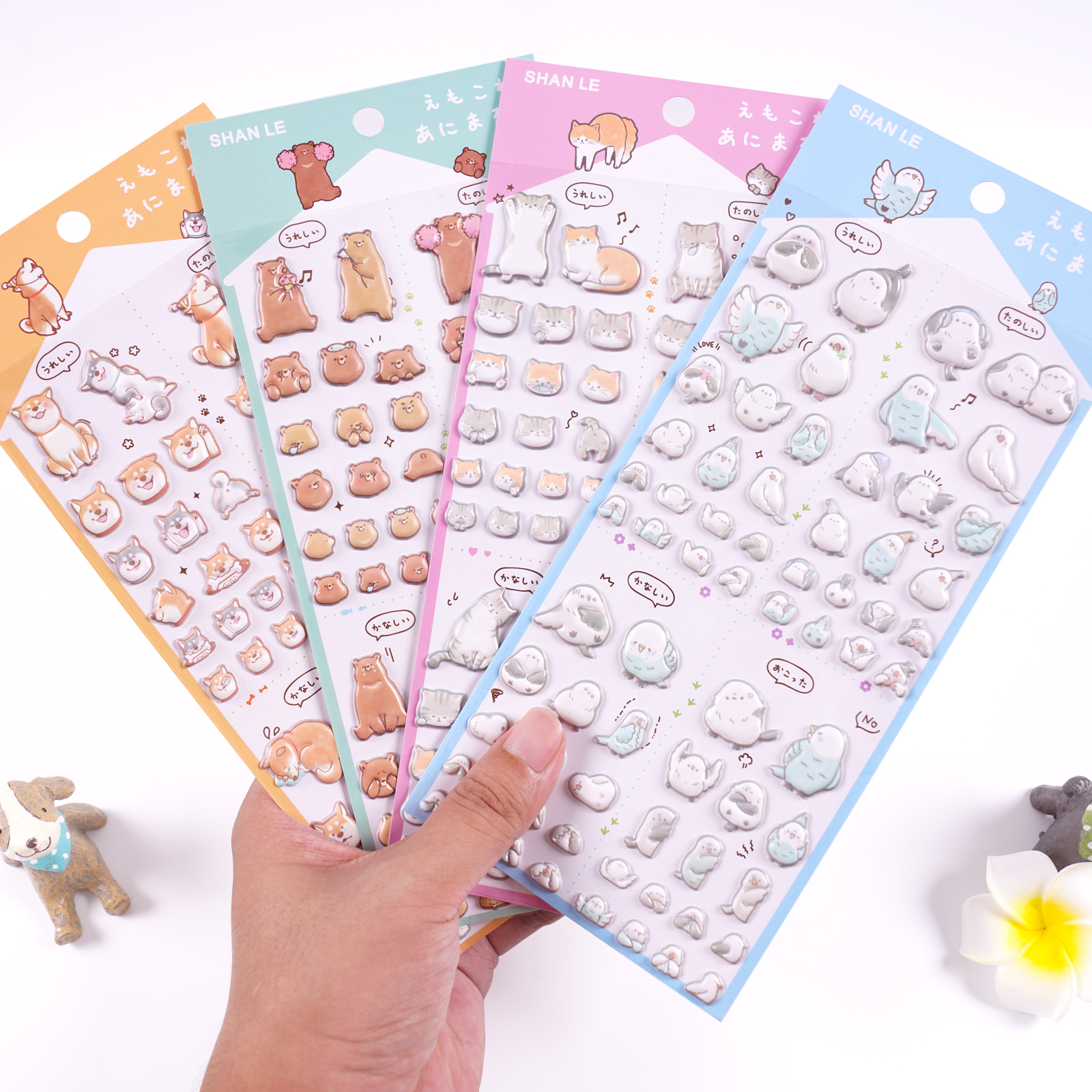 3D наклейки SHANLE, милые животные, пышные наклейки, индивидуальная виниловая наклейка, кавайная кошка, пенопластовая наклейка для детей, мультфильм