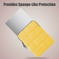 Puffer Quilted Protective Simple Laptop Sleeve 14 Inch Puffy Nylon Polyester Laptop Case Puffy Laptop Sleeve 15-16 Inch Yellow