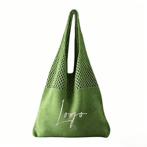 Sac à bandoulière portable en polyester tissé décontracté avec broderie personnalisée du nom, sac fourre-tout multi-saisons pour la plage et les voyages, idéal pour le shopping - Product Image 6