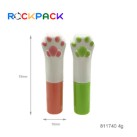 Tubes brillants à lèvres en forme de griffe de chat, pièces, 4g, couleur rose, avec baguettes