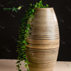 Jarrón decorativo de bambú marrón de alta calidad de primera elección, diseño minimalista creativo para uso en el jardín del hogar - Product Image 4