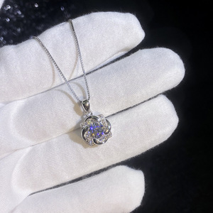 9 Fashion Dainty desainer Rhodium berlapis tidak ternoda kincir angin liontin 925 Perak potongan bulat 1CT VVS Moissanite kalung - Product Image 5