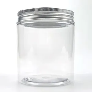 Jars 250ml 8oz Cheap Manufacturer Plastic Food PET Aluminum OEM Candy Packaging Plastic Round Container Candy Jar Pet Cans 407