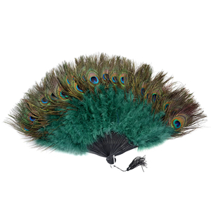 Abanico <span class=keywords><strong>de</strong></span> mano plegable <span class=keywords><strong>de</strong></span> plumas <span class=keywords><strong>de</strong></span> pavo real para mujer, accesorio para fiesta <span class=keywords><strong>de</strong></span> té, baile <span class=keywords><strong>de</strong></span> vacaciones, decoración nupcial para boda, venta al por mayor - Product Image 1
