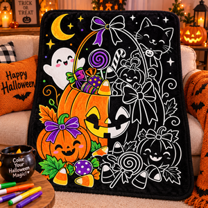 Custom Halloween Coloring <b>Blanket</b> Flannel Kids DIY Doodle Reusable Washable Graffiti <b>Blanket</b> for Children Holiday Gift - Product Image 3