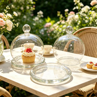 Ensemble de cloches en verre transparent, couvercles à dessert en verre borosilicate de haute qualité pour présentation en boulangerie, mariage ou fête