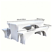 Ensemble de housses de table modernes trois pièces en polyester élastique, best-seller, pour extérieur, avec nappe et housse de banc en spandex