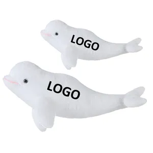 可爱的栩栩如生的野生海洋动物白鲸玩具定制白鲸鲨鱼毛绒枕头婴儿柔软玩具