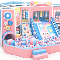 Structure de jeu intérieure pour enfants sur le thème amusant : piscine à balles, toboggan, tube, filet d'escalade, tunnel et maison de jeux