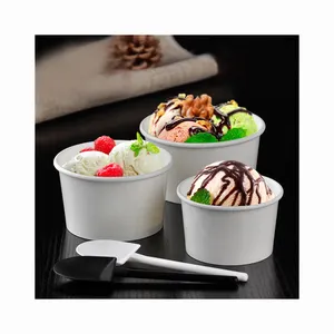 Minlo Custom Design Mini Plain Ice Cream Craft Paper Cups With Lid Ice Cream Cup