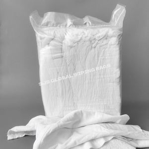 Chiffons en coton blancs réutilisables, écologiques, recyclés, pour le bain, le visage et le nettoyage industriel - Product Image 1