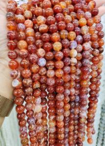 Độc đáo màu đỏ lửa mã não hạt đá sợi lỏng 6mm 8mm 10mm đánh bóng vòng hạt đối với trang sức làm - Product Image 3