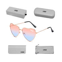 Lunettes de soleil rétro en métal en forme de cœur de pêche, série Océan, version coréenne, lunettes de fête tendance en forme de cœur, lunettes d'amour