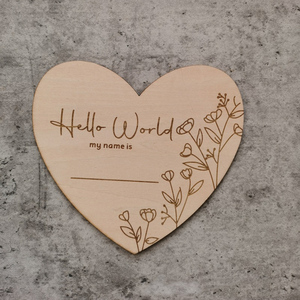 Ciao <span class=keywords><strong>mondo</strong></span> il <span class=keywords><strong>mio</strong></span> nome è il segno del bambino foto del neonato puntello cuore nome del bambino targa - Product Image 4