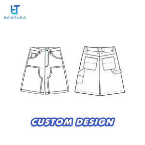 BENTURA Üretici Toptan Erkek Kot Şortları Özel Logo Solmuş Vintage Eskitme Yıkama Taşlı Kot Şortlar - Product Image 1